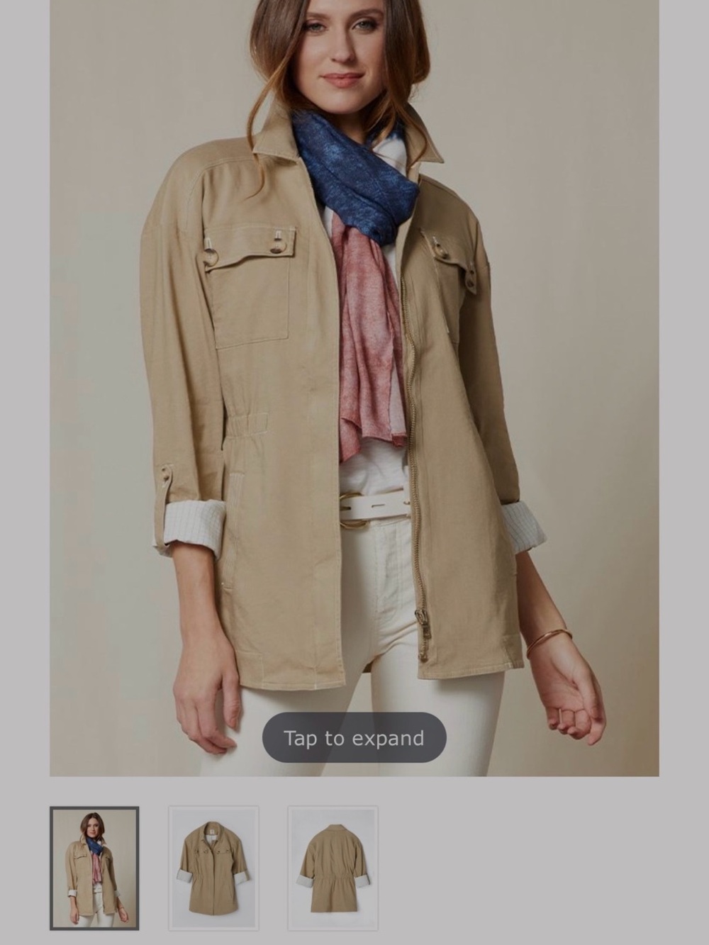 Women’s Khaki Utility Jacket with Front Pockets